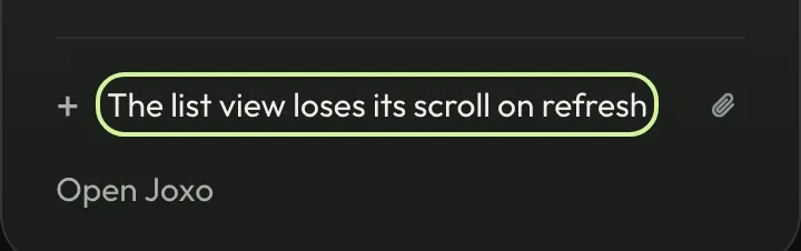 The Drop field in the desktop app’s menu bar, with a bug typed in